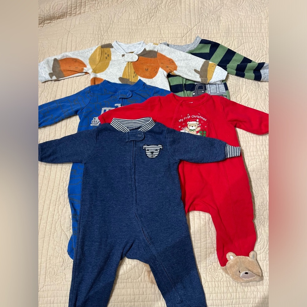 Carter’s - Little Me, 5 Baby Sleep and Play Pajamas footed.